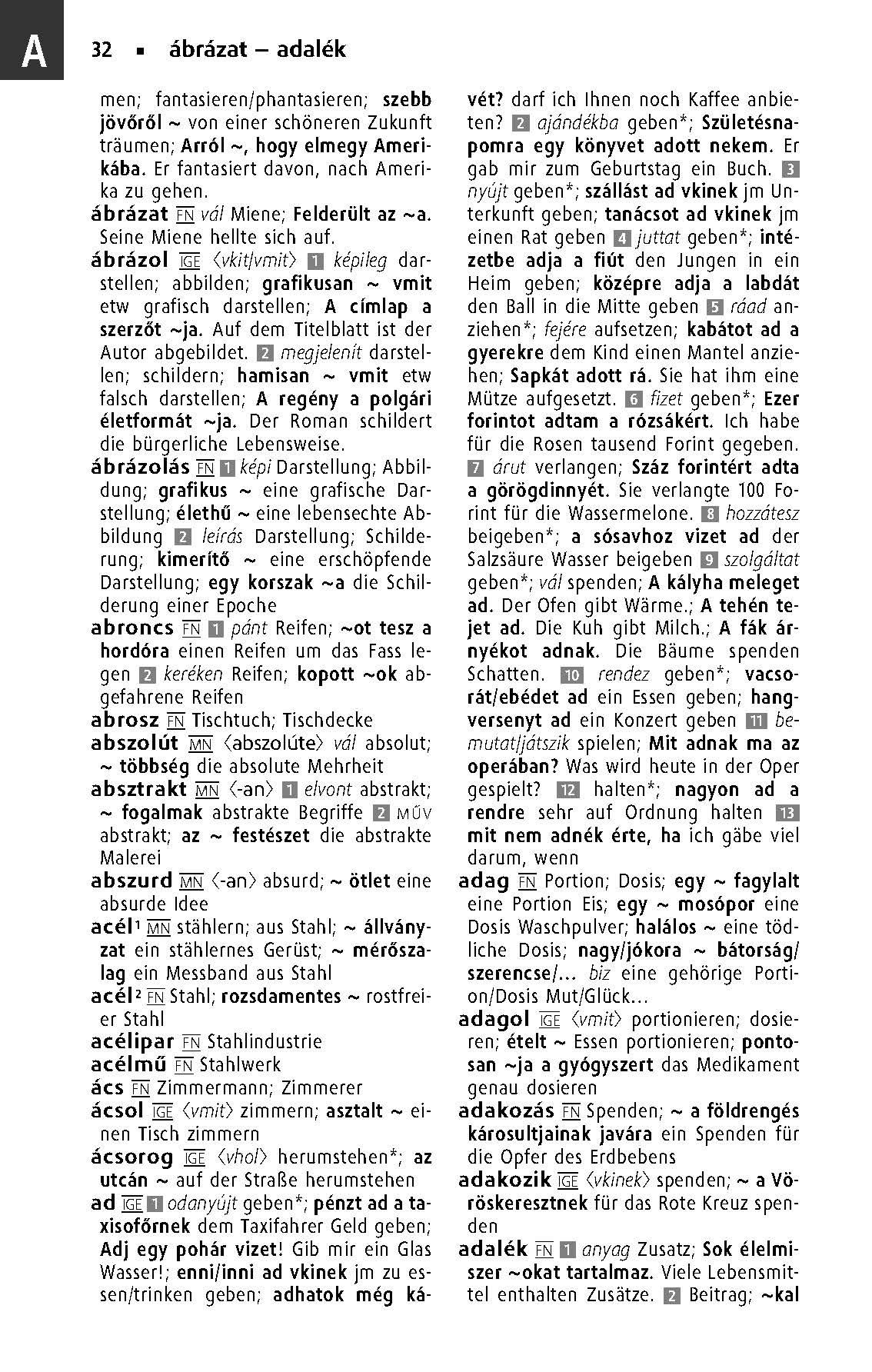 Beispielinhalt (Bild) Langenscheidt Taschenwörterbuch Ungarisch