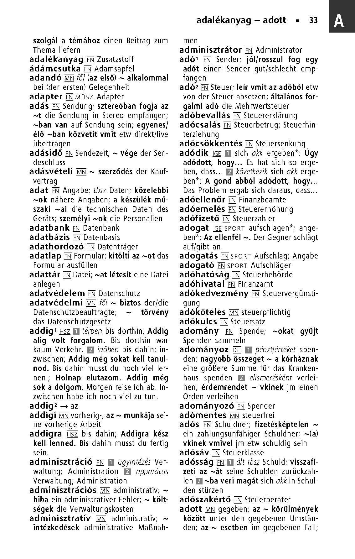 Beispielinhalt (Bild) Langenscheidt Taschenwörterbuch Ungarisch