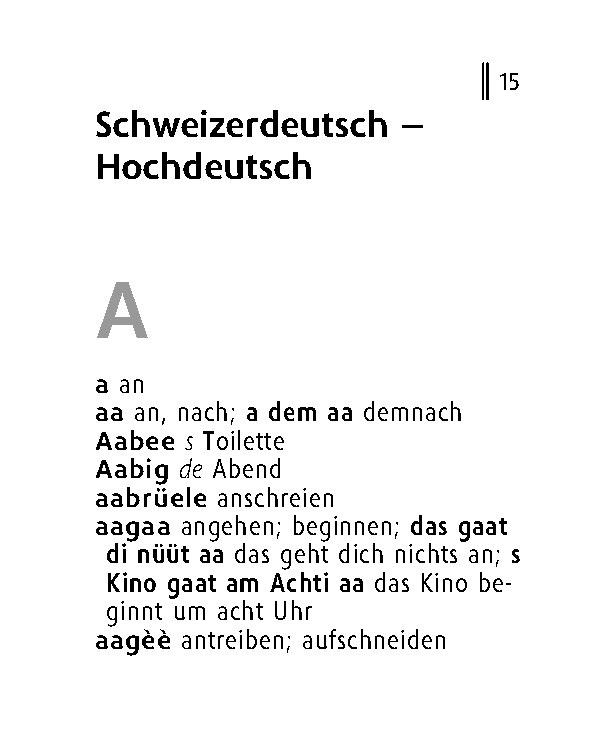 Beispielinhalt (Bild) Langenscheidt Lilliput Schweizerdeutsch