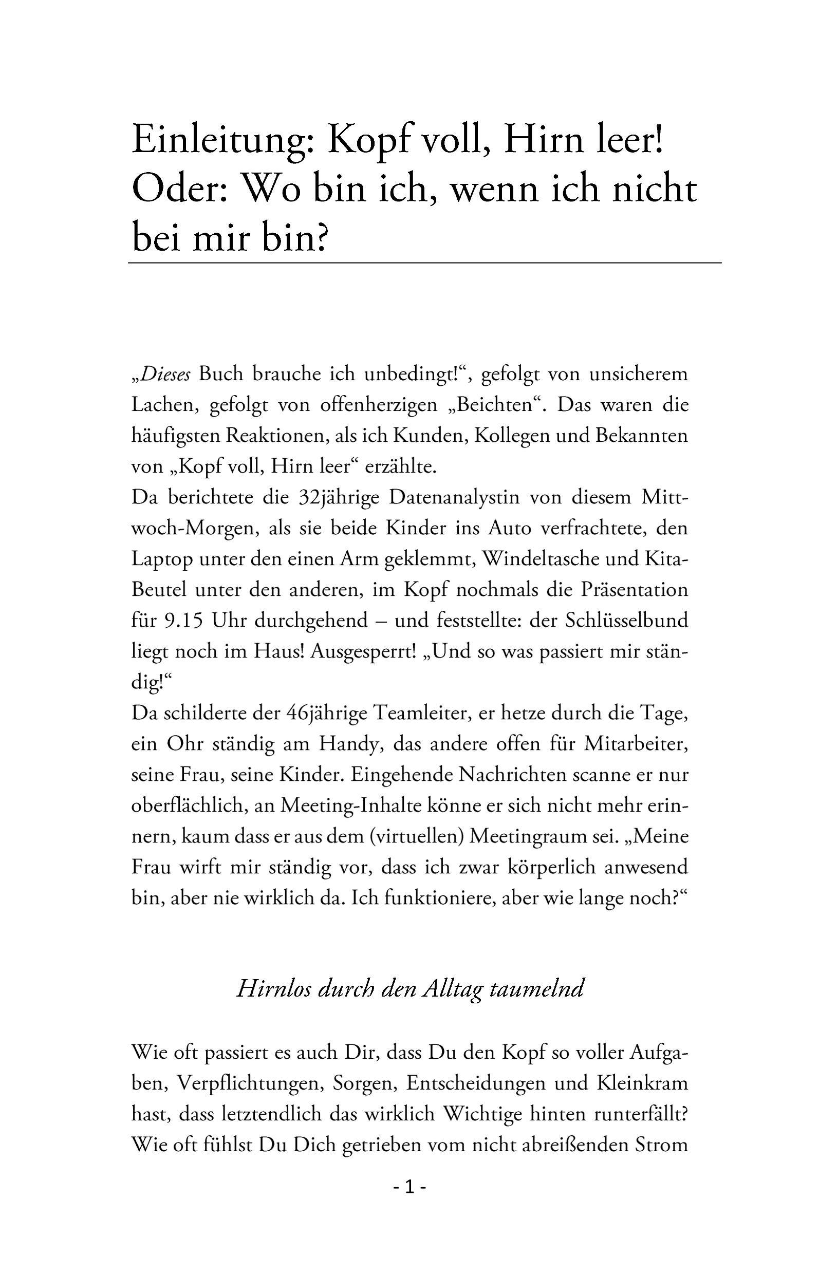 Beispielinhalt (Bild) Kopf voll, Hirn leer