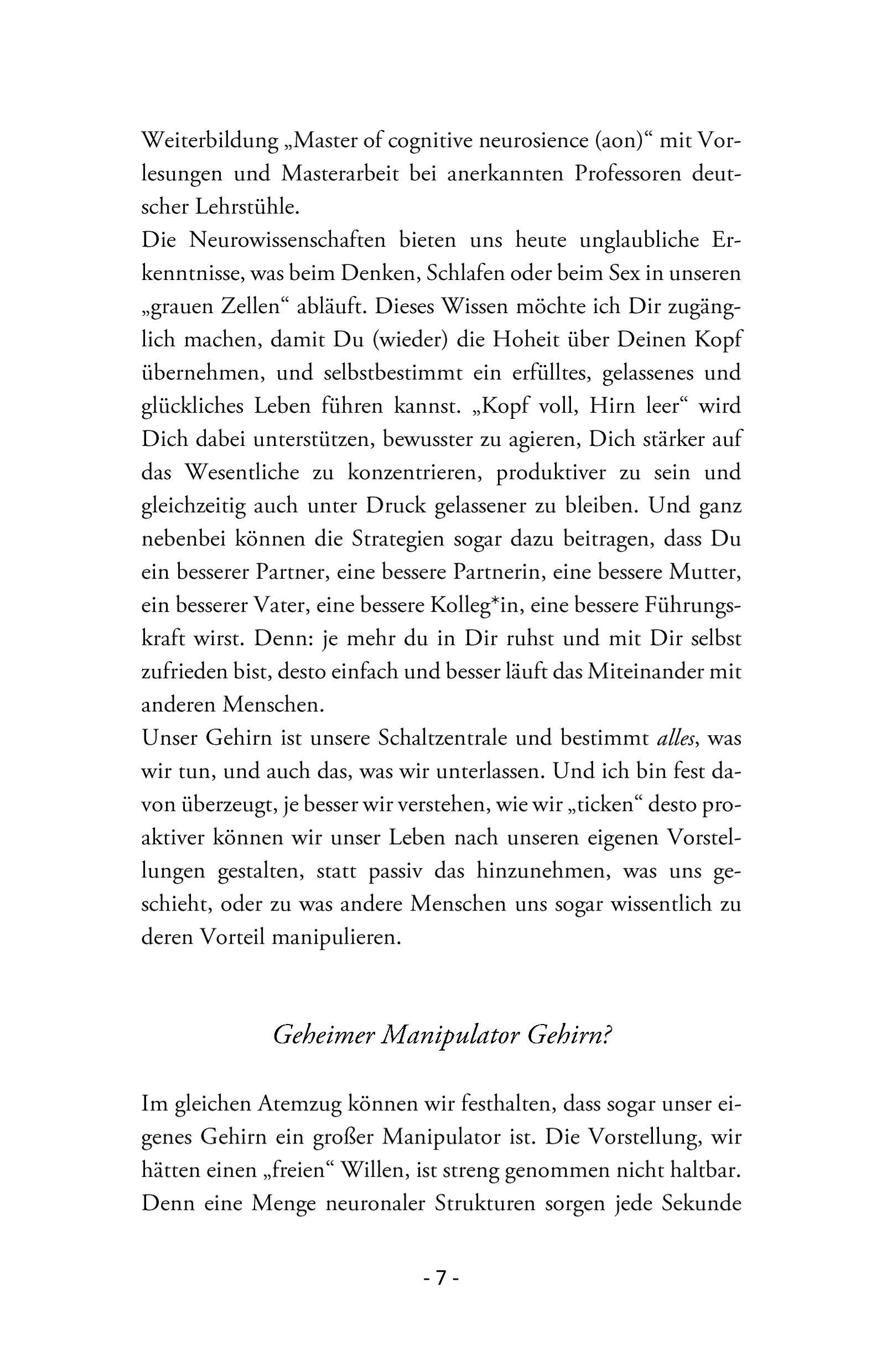 Beispielinhalt (Bild) Kopf voll, Hirn leer