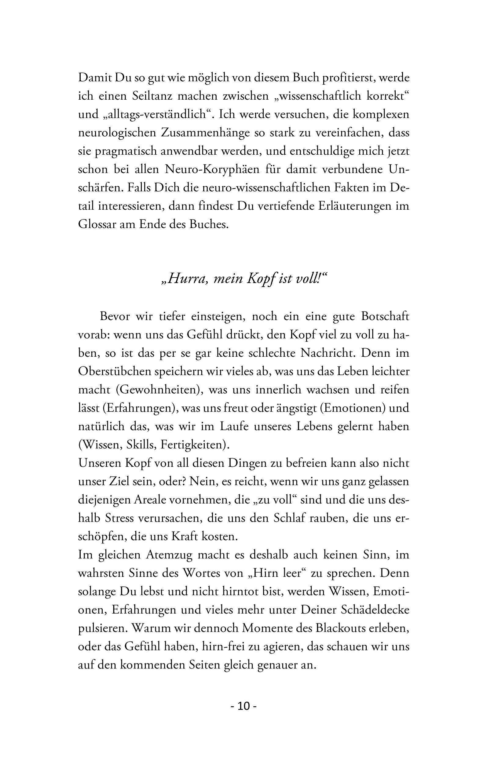 Beispielinhalt (Bild) Kopf voll, Hirn leer