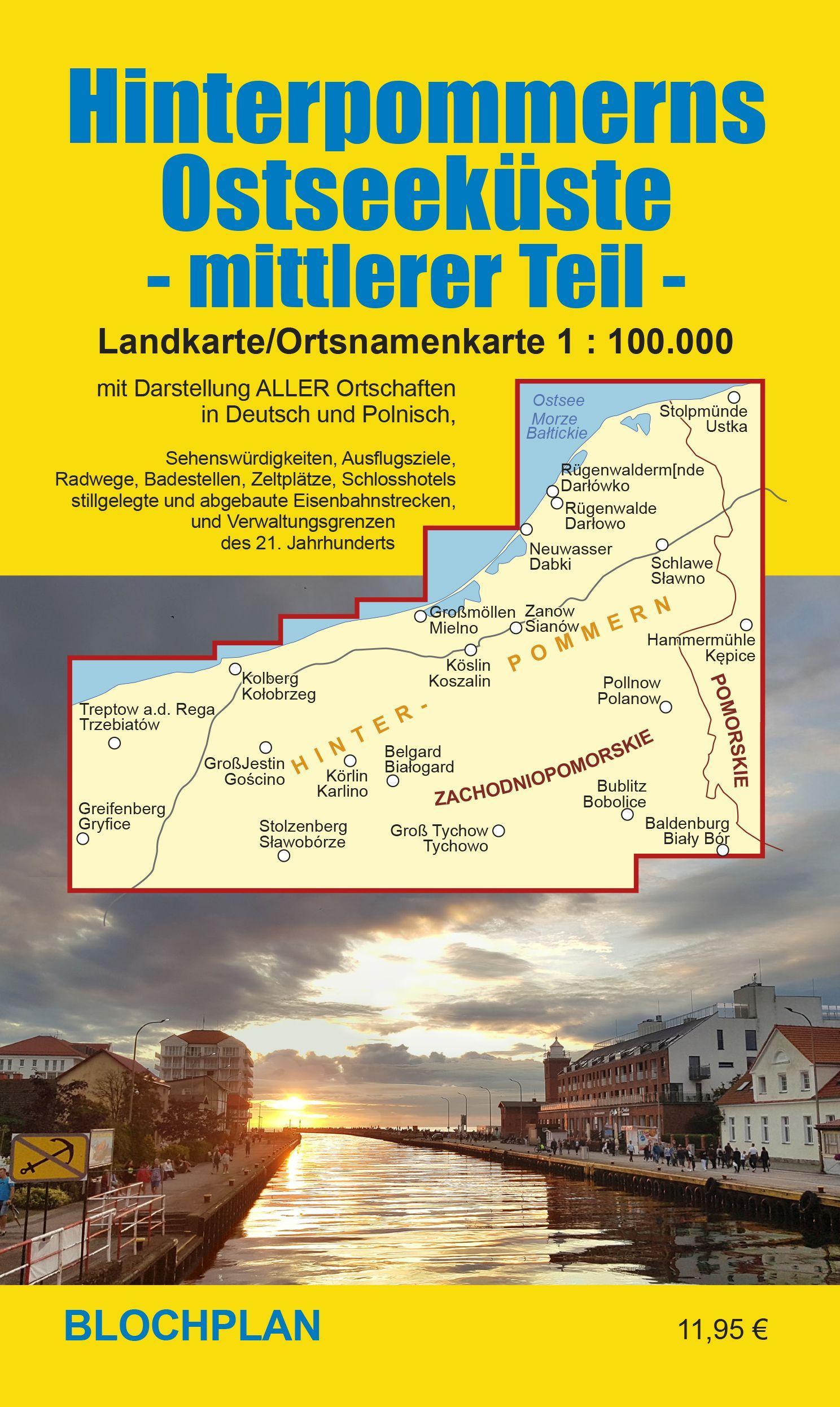 Vorderes Coverbild Landkarte Hinterpommerns Ostseeküste - mittlerer Teil