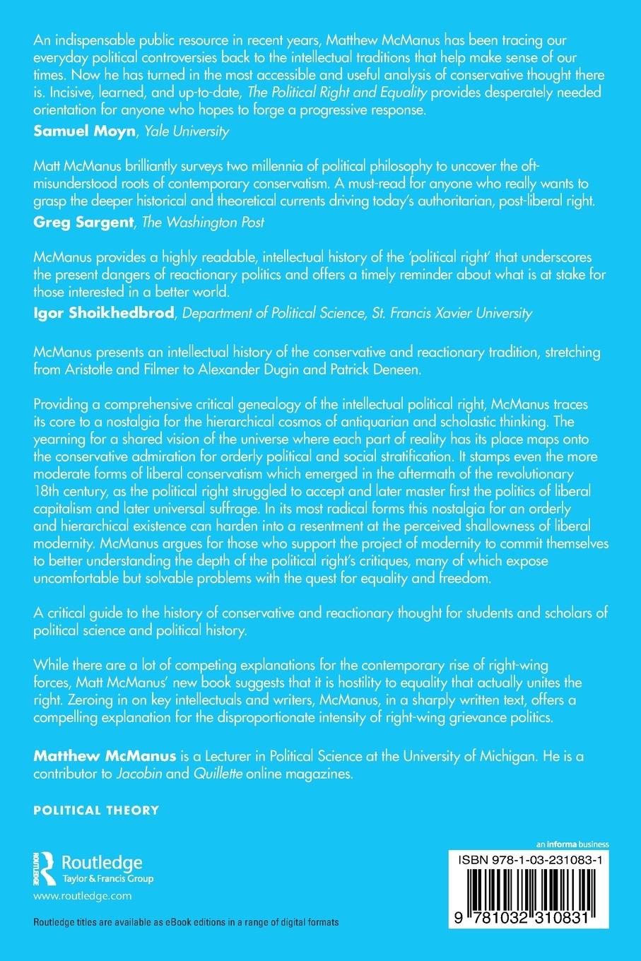 Rückseitencover The Political Right and Equality