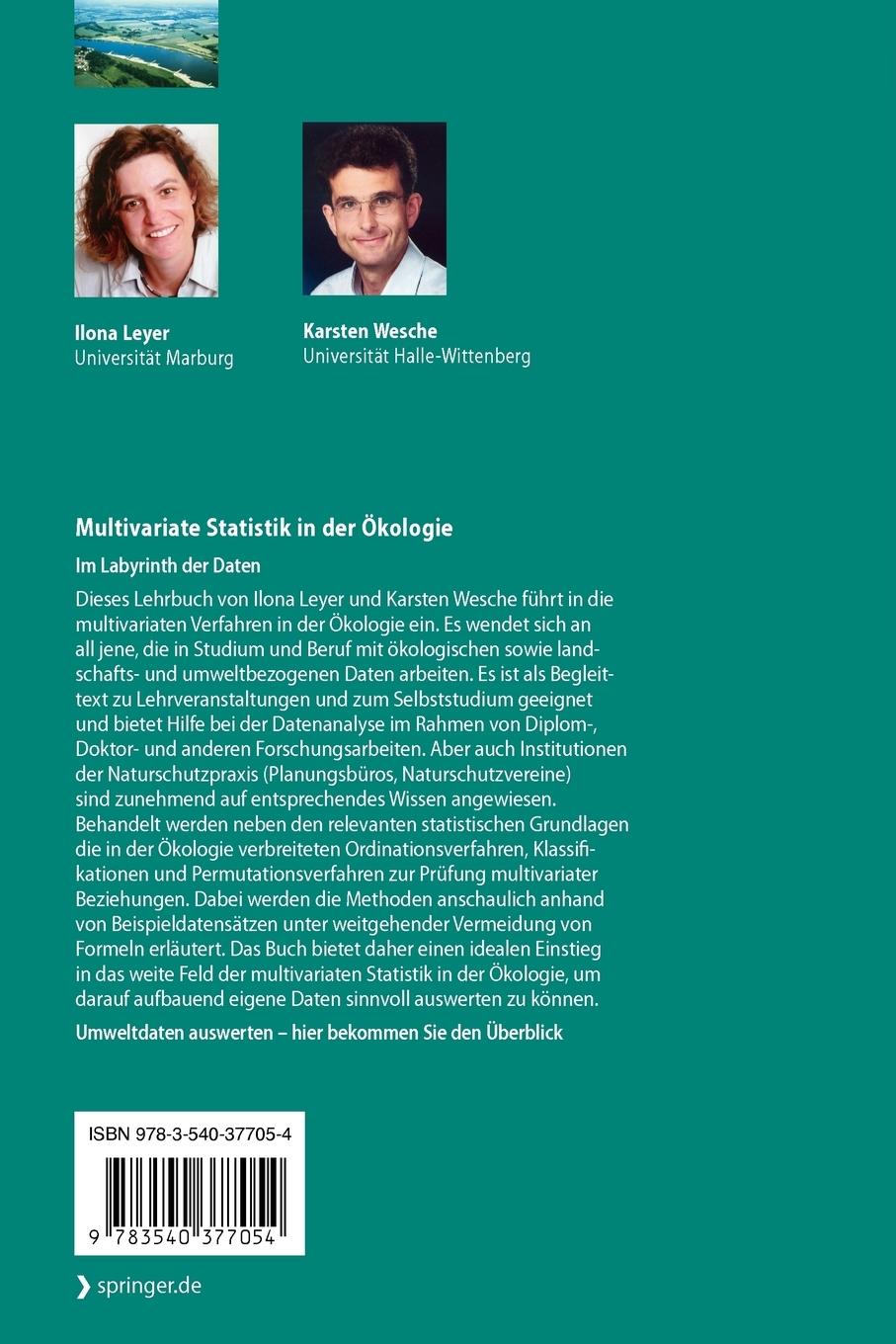 Rückseitencover Multivariate Statistik in der Ökologie