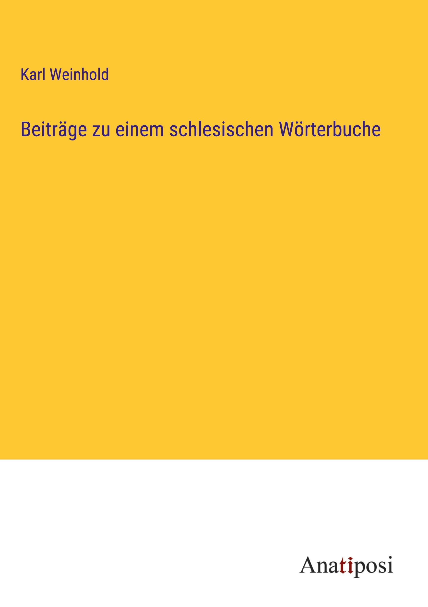 Vorderes Coverbild Beiträge zu einem schlesischen Wörterbuche
