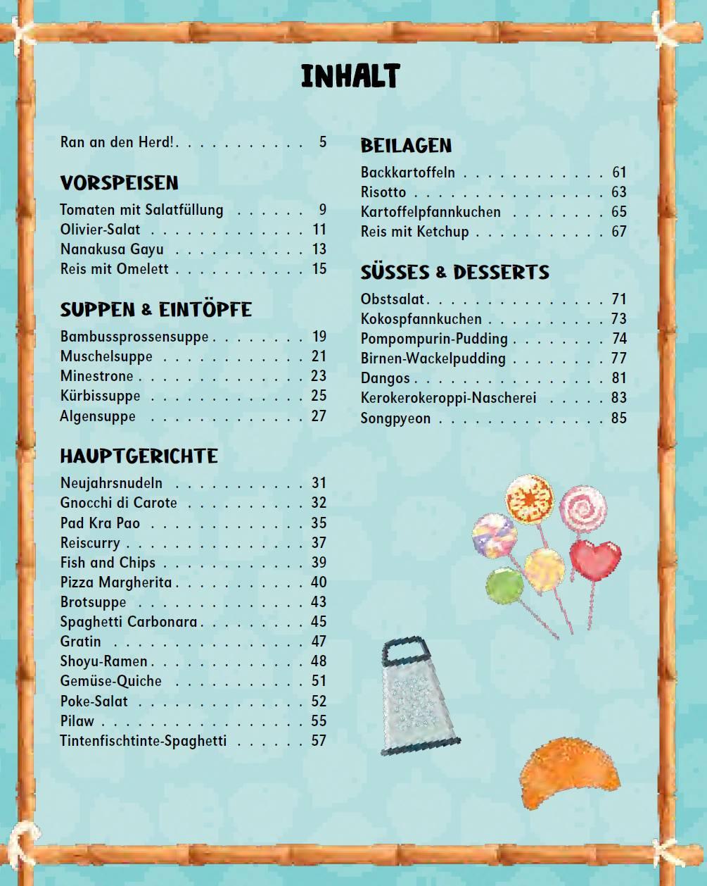 Beispielinhalt (Bild) Das inoffizielle Animal Crossing Kochbuch