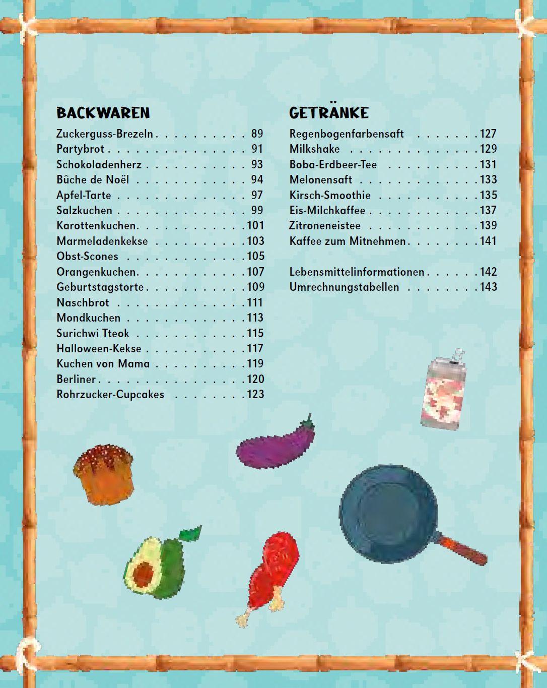 Beispielinhalt (Bild) Das inoffizielle Animal Crossing Kochbuch