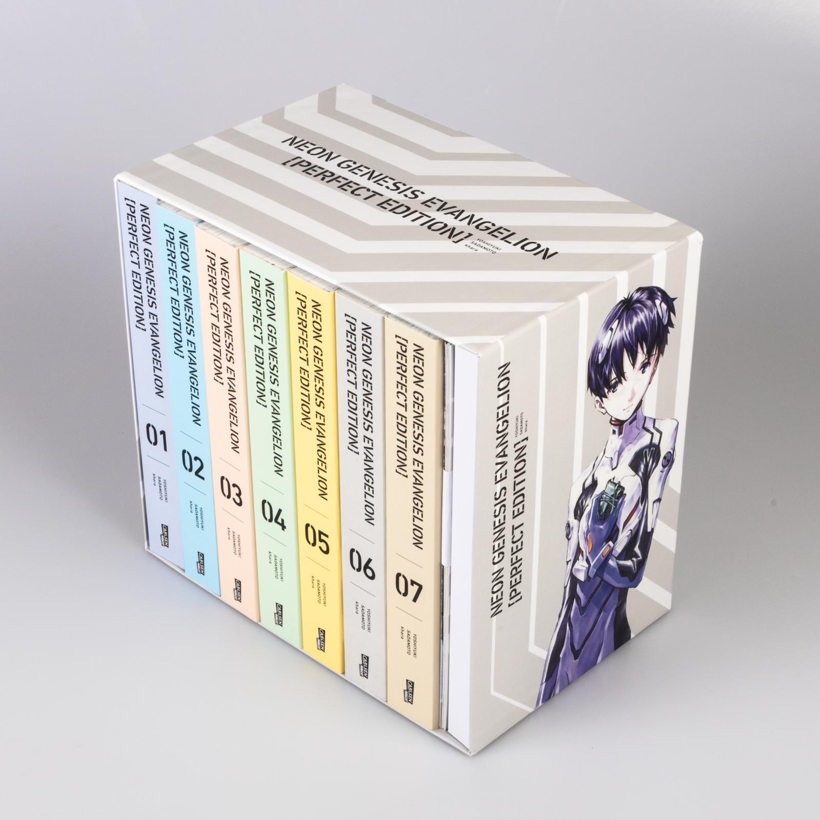 Beispielinhalt (Bild) Neon Genesis Evangelion - Perfect Edition, Bände 1-7 im Sammelschuber mit Extras
