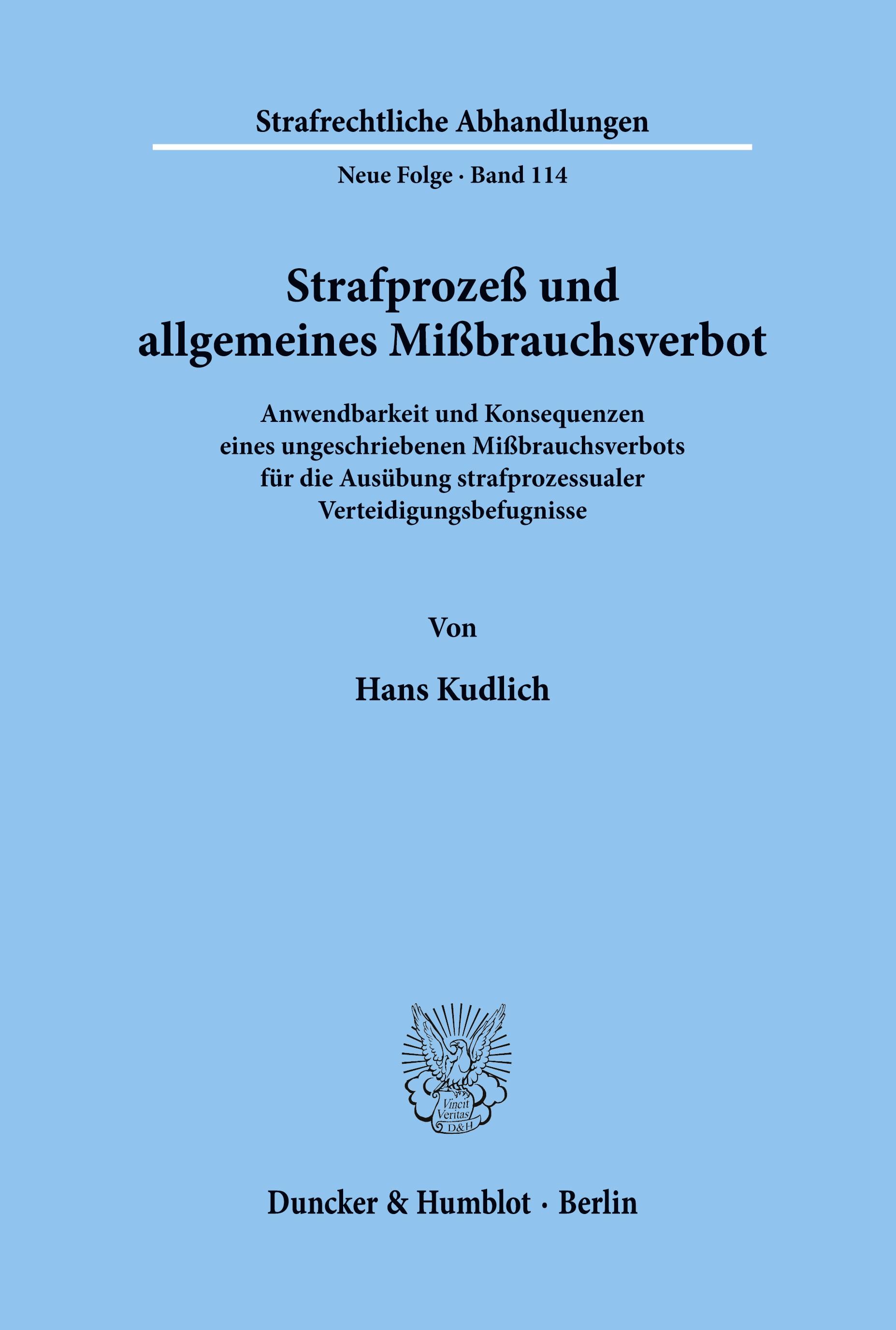 Vorderes Coverbild Strafprozeß und allgemeines Mißbrauchsverbot.