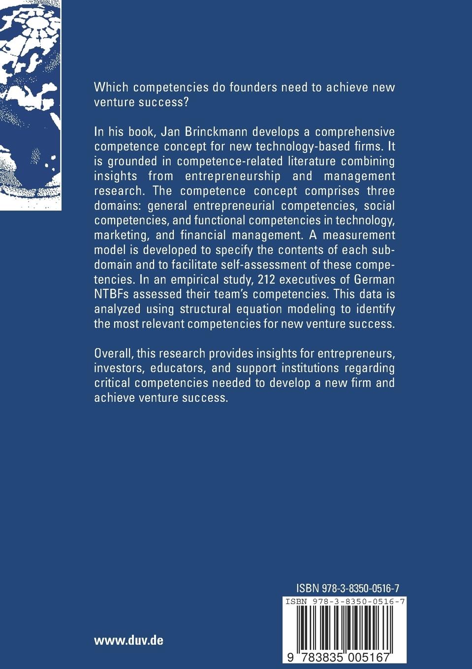 Rückseitencover Competence of Top Management Teams and Success of New Technology-Based Firms