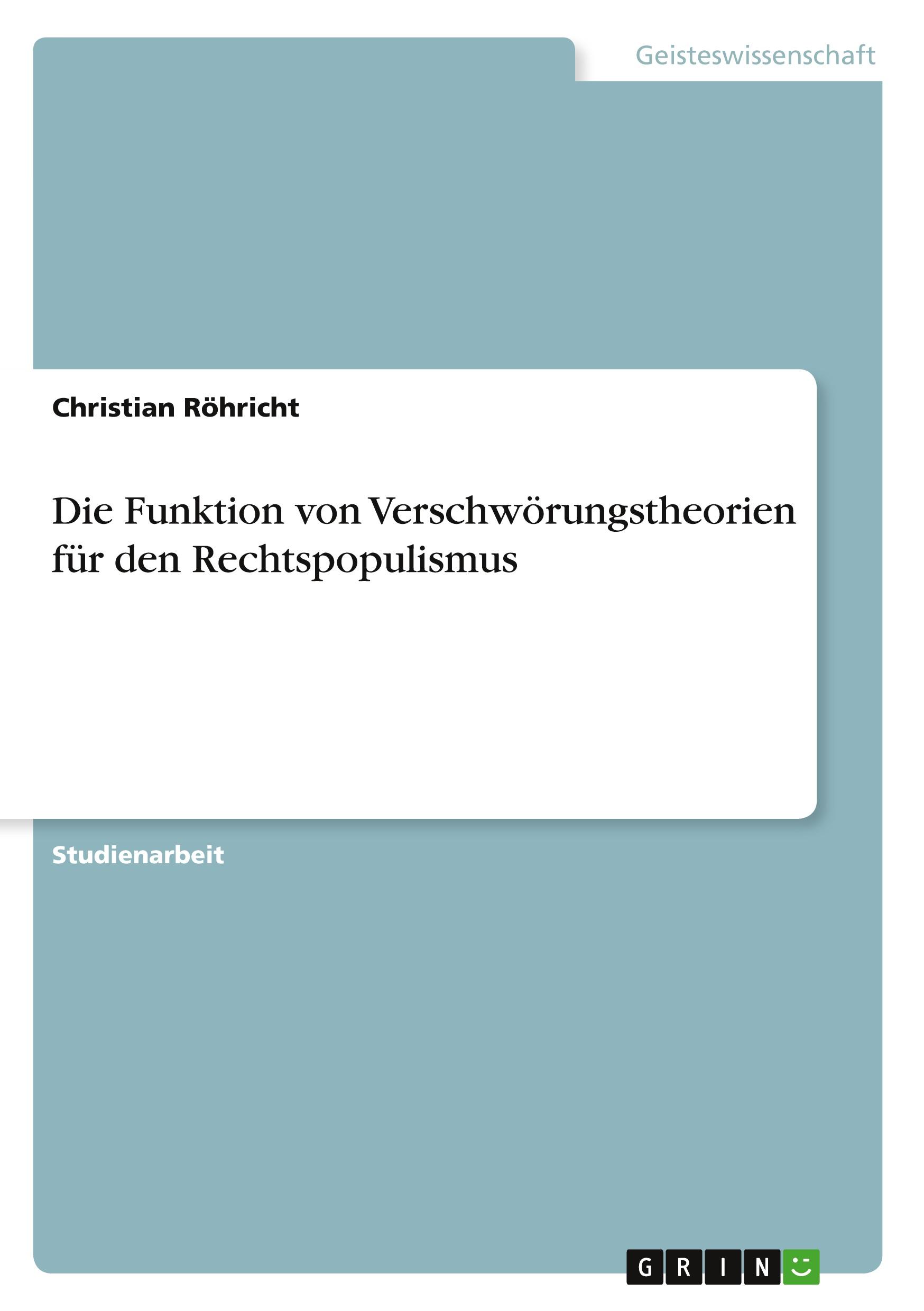 Vorderes Coverbild Die Funktion von Verschwörungstheorien für den Rechtspopulismus