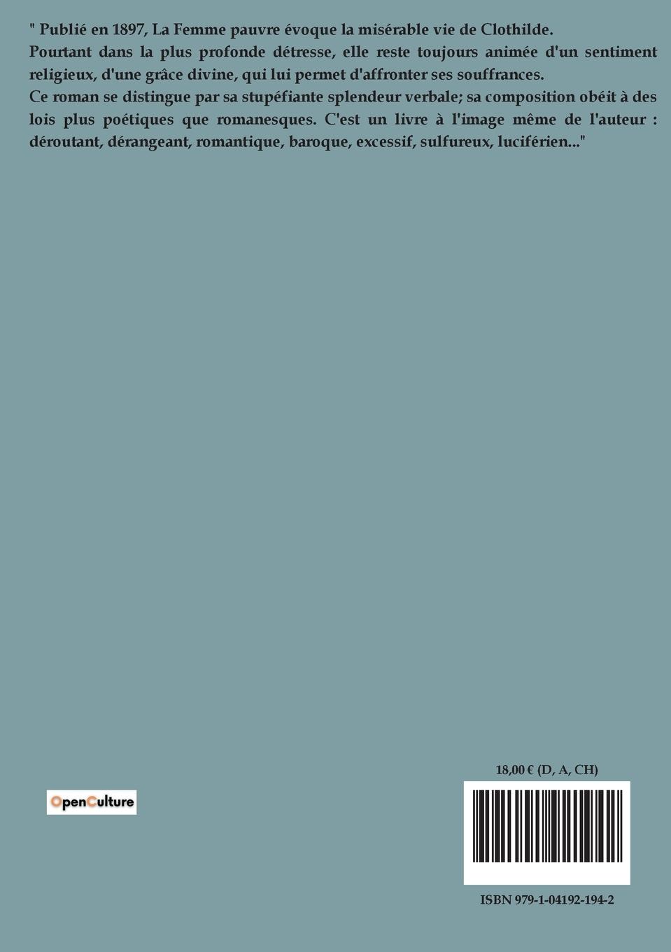 Rückseitencover La femme pauvre