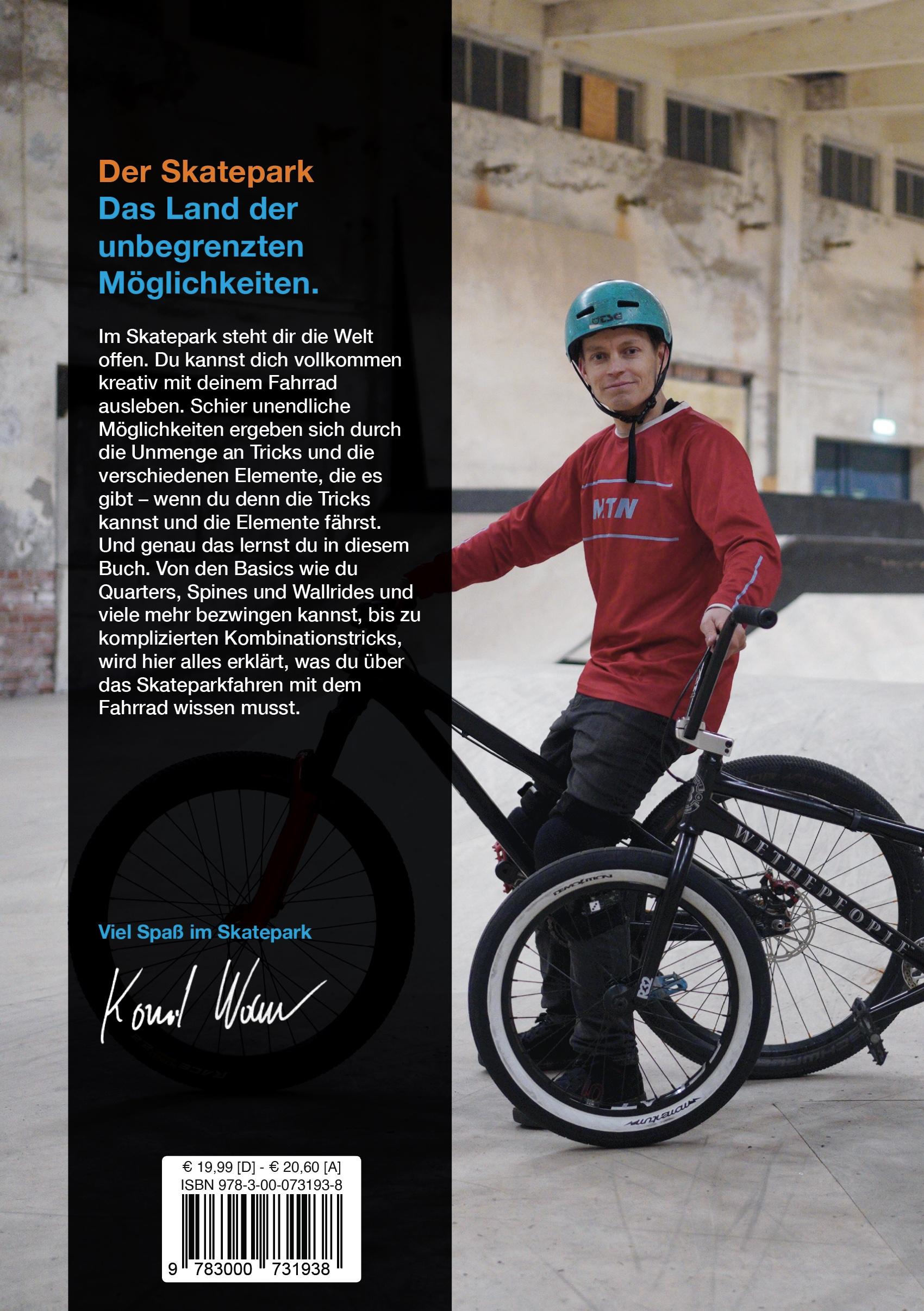 Rückseitencover Skatepark-Tricks für Mountainbike und BMX