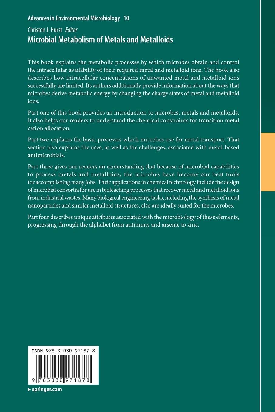 Rückseitencover Microbial Metabolism of Metals and Metalloids