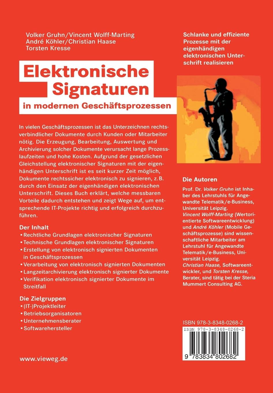 Rückseitencover Elektronische Signaturen in modernen Geschäftsprozessen