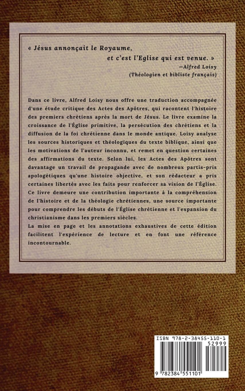 Rückseitencover Les Actes des Apôtres