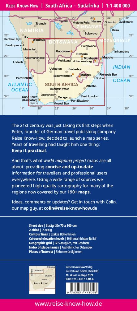Rückseitencover Reise Know-How Landkarte Südafrika (1:1.400.000)