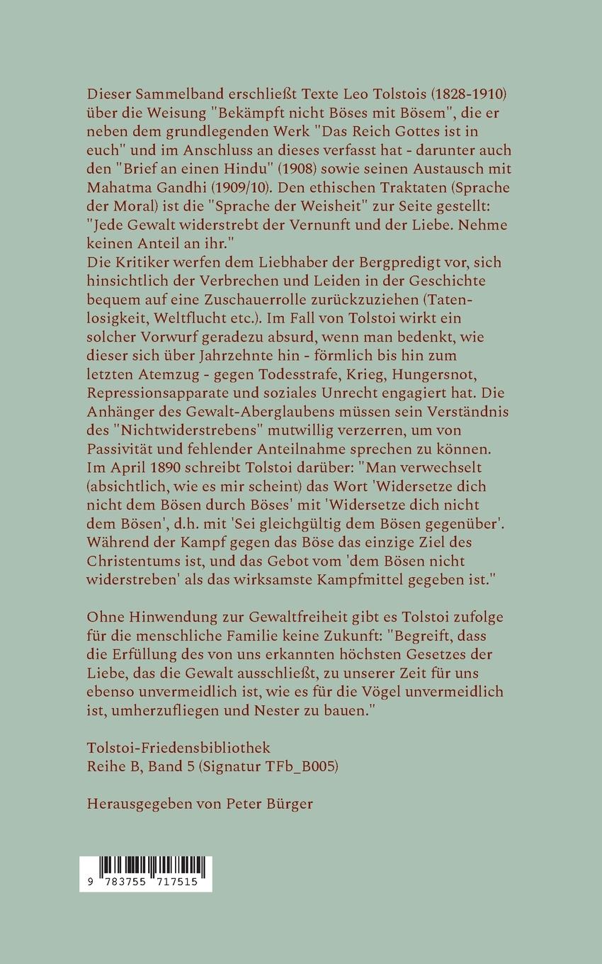 Rückseitencover Das Gesetz der Gewalt und die Vernunft der Liebe