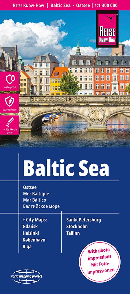 Vorderes Coverbild Reise Know-How Landkarte Ostsee  1:1 300 000 mit Stadtplänen Danzig, Helsinki, Kopenhagen, Riga, St. Petersburg, Stockholm, Tallinn