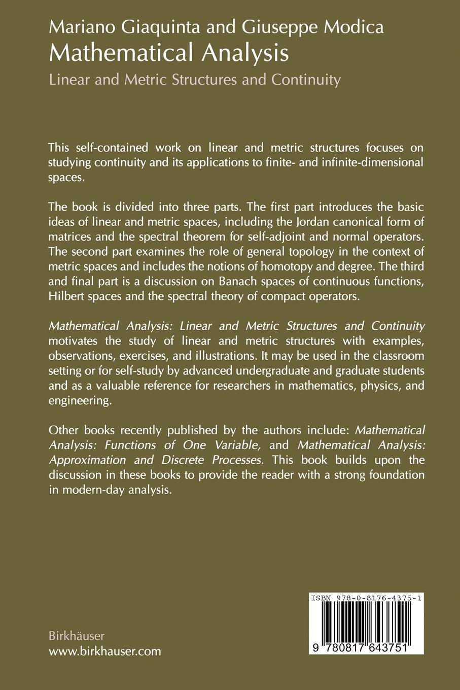 Rückseitencover Mathematical Analysis