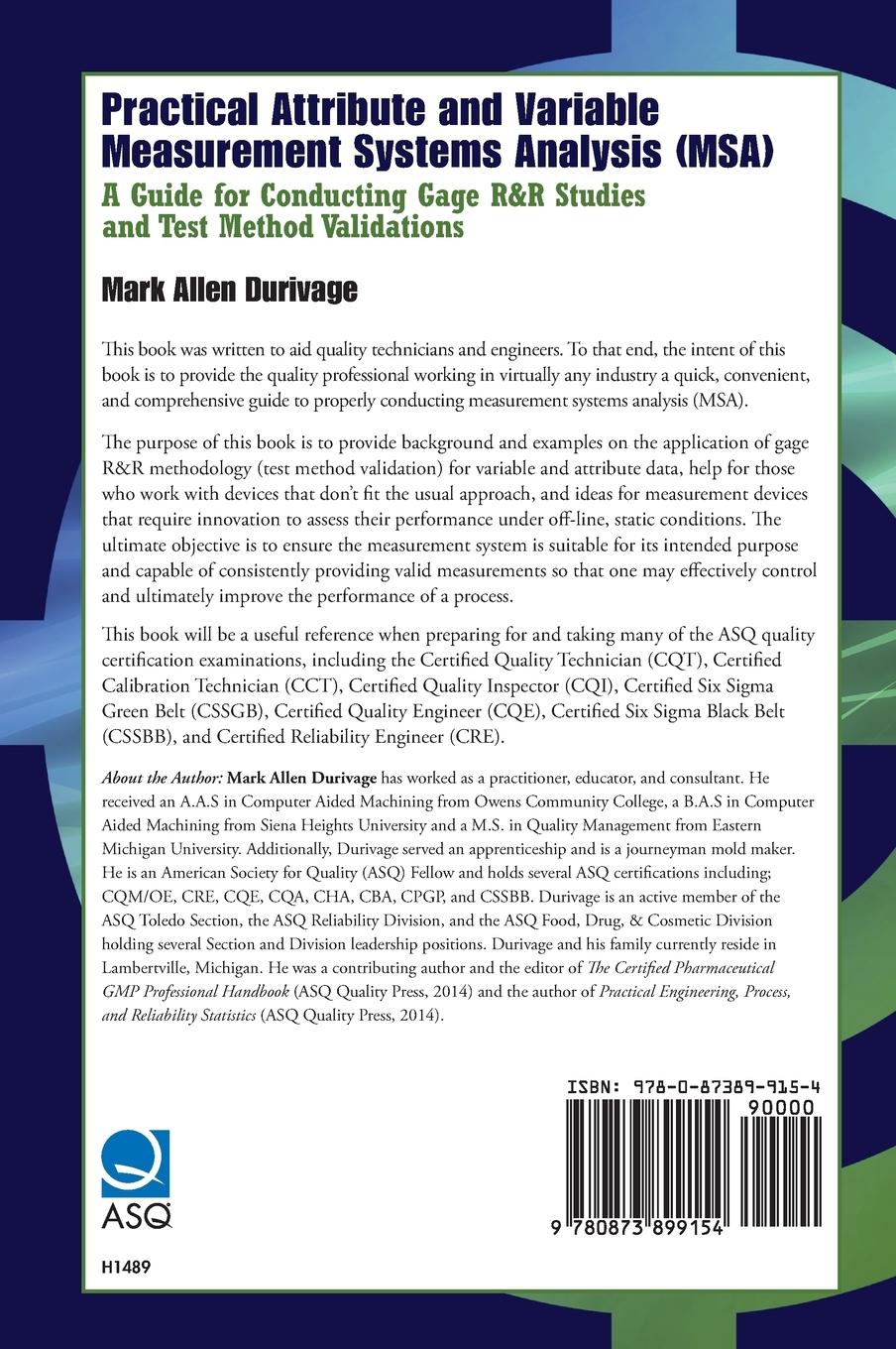 Rückseitencover Practical Attribute and Variable Measurement Systems Analysis (MSA)