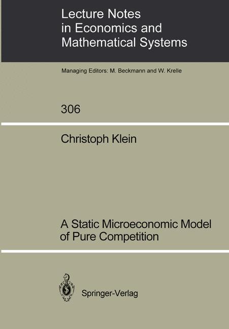 Vorderes Coverbild A Static Microeconomic Model of Pure Competition
