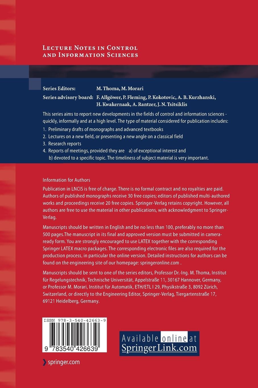 Rückseitencover Control Systems Theory and Applications for Linear Repetitive Processes