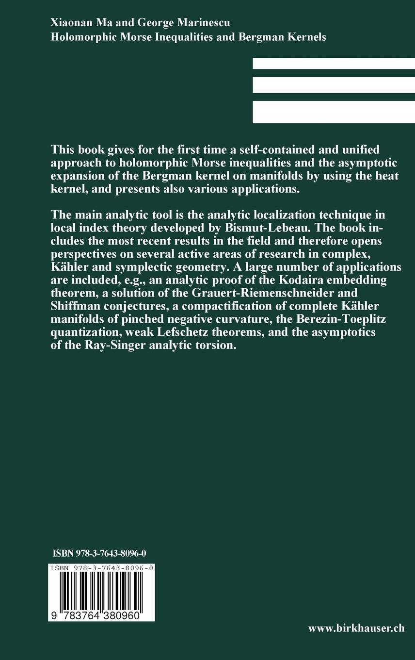 Rückseitencover Holomorphic Morse Inequalities and Bergman Kernels