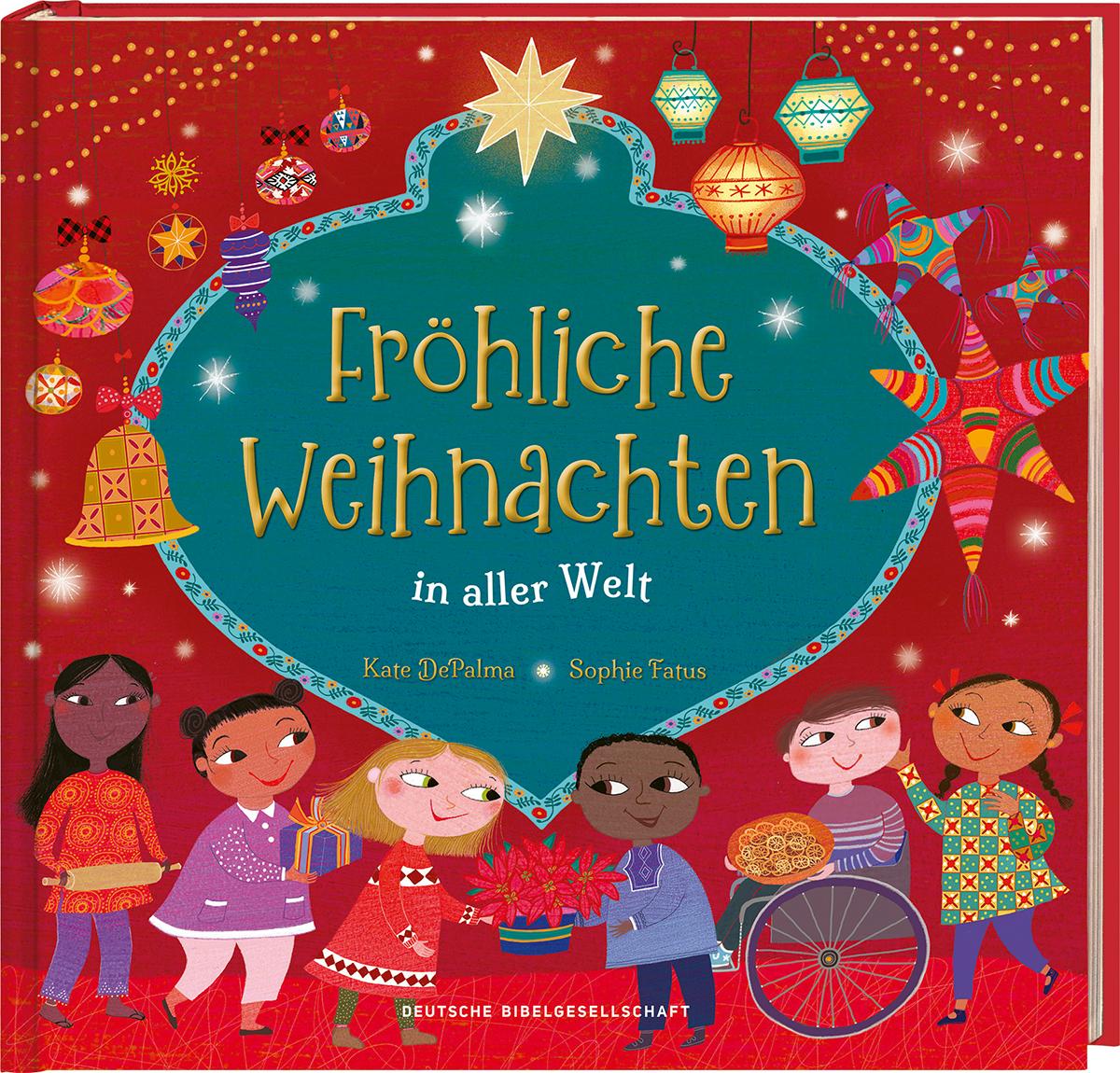 Vorderes Coverbild Fröhliche Weihnachten in aller Welt. Lustige Kinderreime über Weihnachtsbräuche, Weihnachtsessen und Heiligabend: So feiern Familien Weihnachten. Bilderbuch ab 4 Jahren für die Vorweihnachtszeit