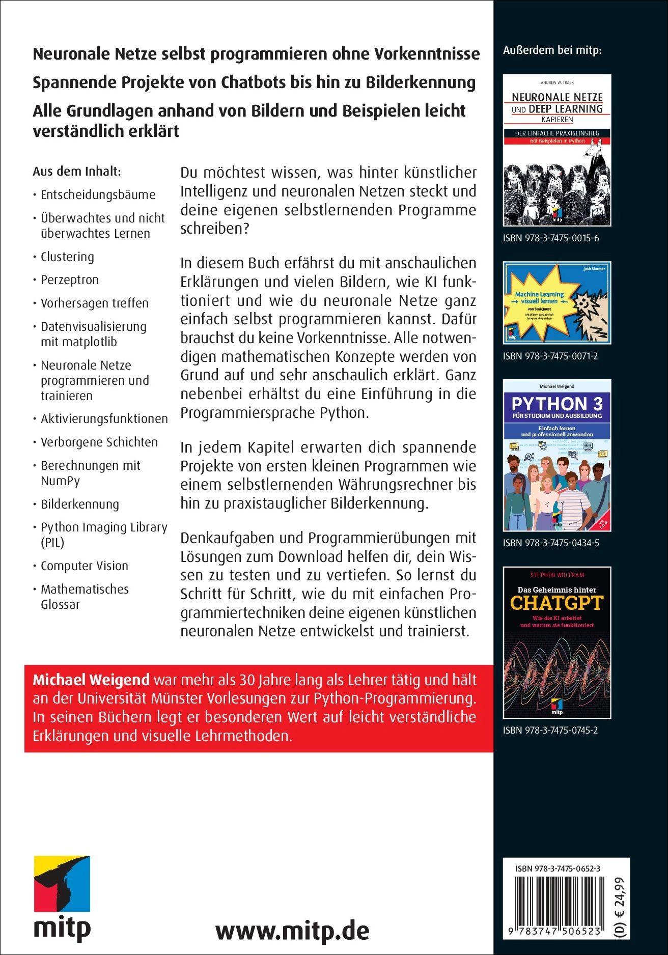 Rückseitencover Künstliche Intelligenz kapieren & programmieren