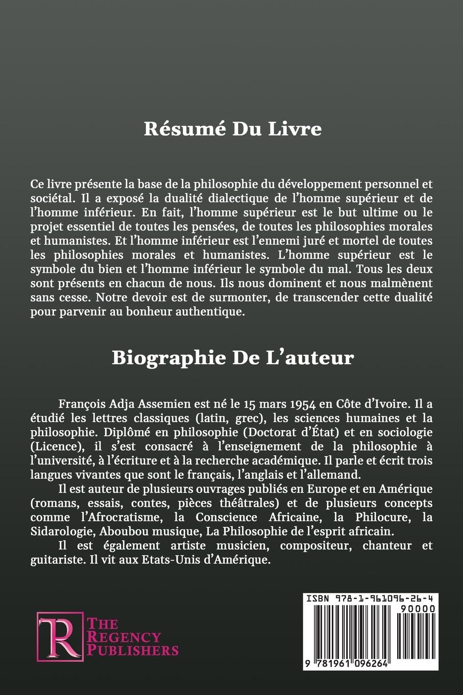 Rückseitencover L'HOMME SUPÉRIEUR ET L'HOMME INFÉRIEUR