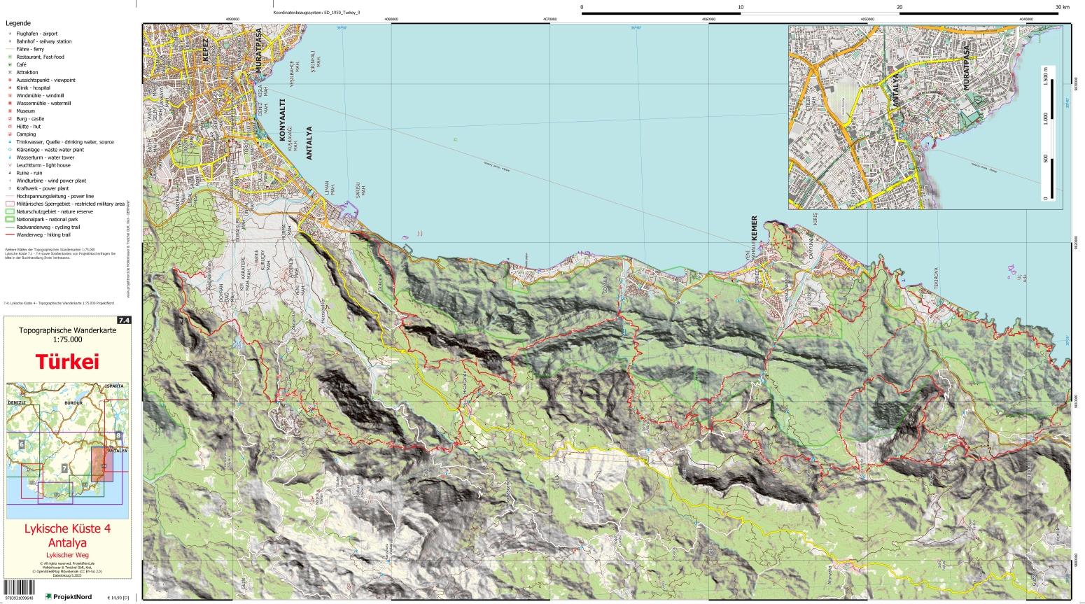 Beispielinhalt (Bild) Lykische Küste 4 - Antalya - Lykischer Weg - Topographische Wanderkarte 1:75.000 Türkei (Blatt 7.4)