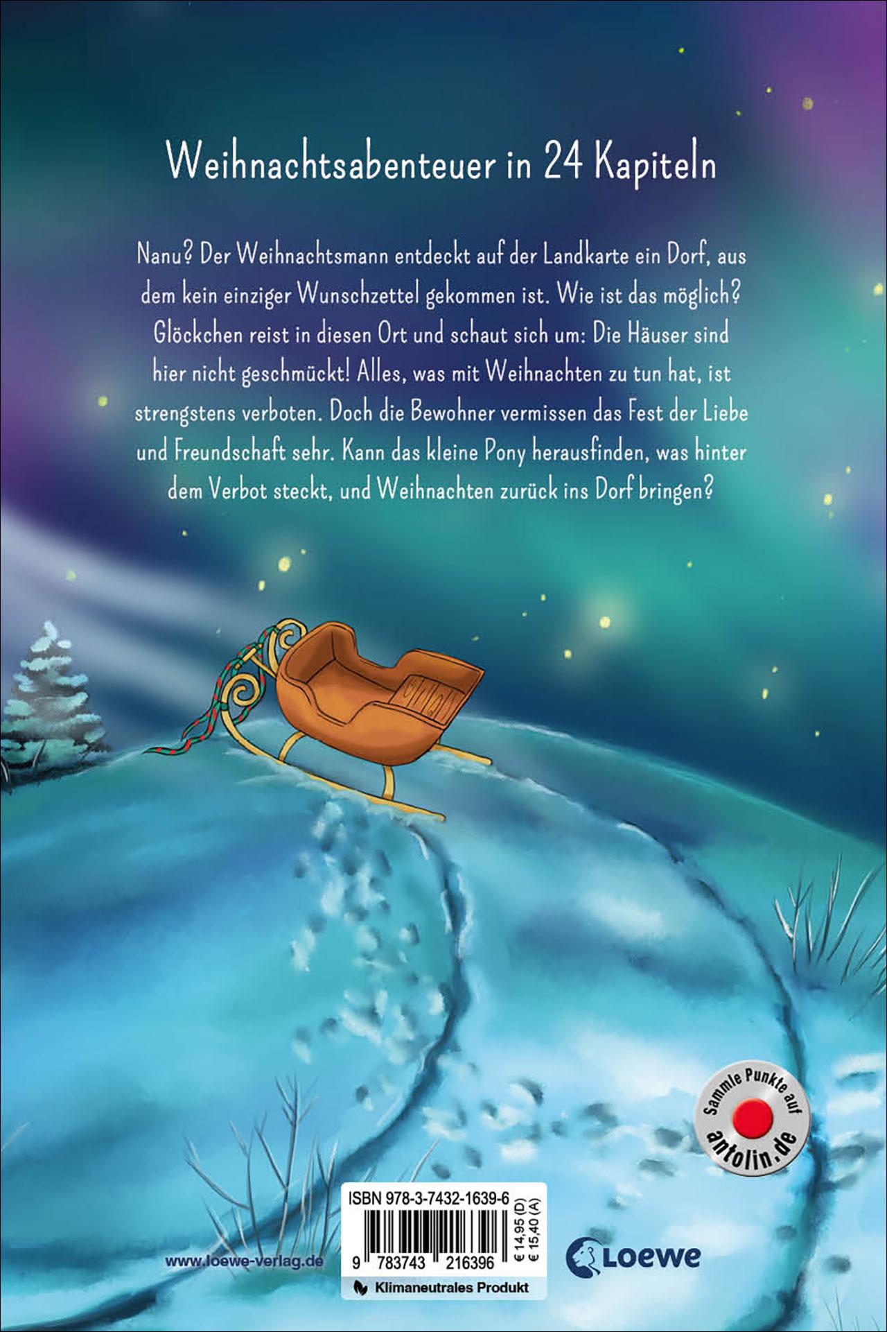 Rückseitencover Glöckchen, das Weihnachtspony Mein Adventskalenderbuch - Ein zauberhafter Wunsch