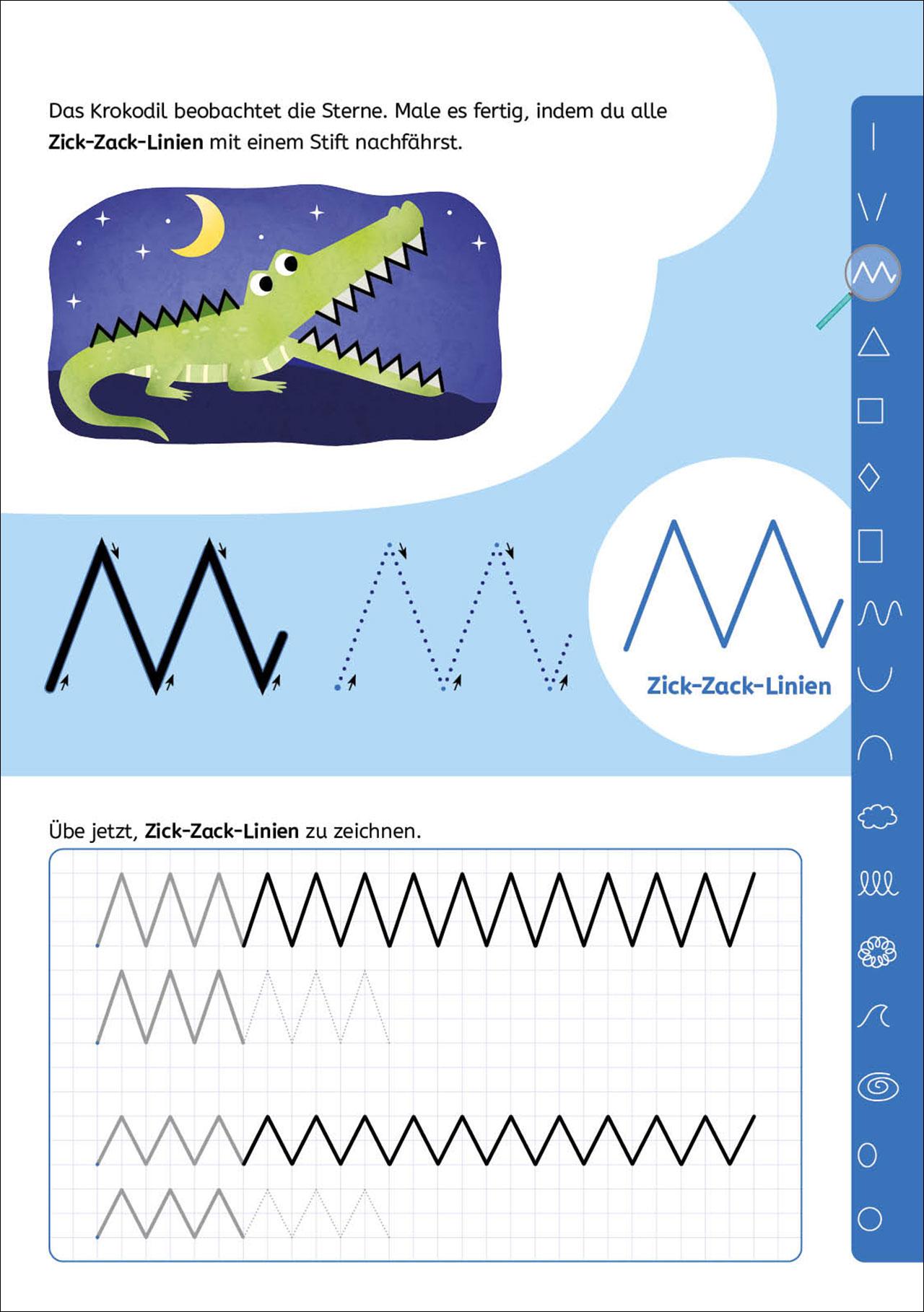 Beispielinhalt (Bild) Schreiben lernen mit Spurrillen - Schwungübungen und erstes Schreiben