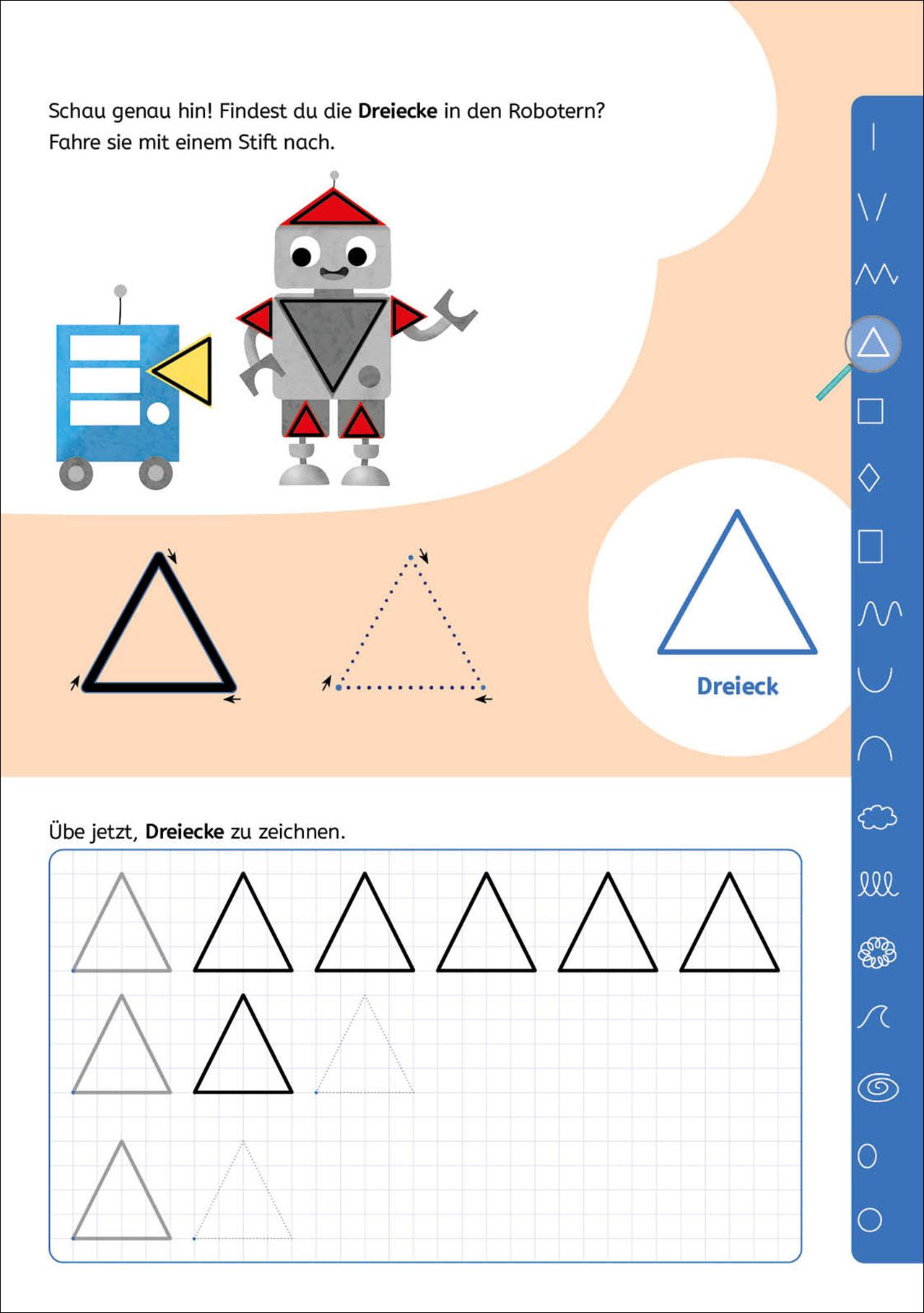 Beispielinhalt (Bild) Schreiben lernen mit Spurrillen - Schwungübungen und erstes Schreiben