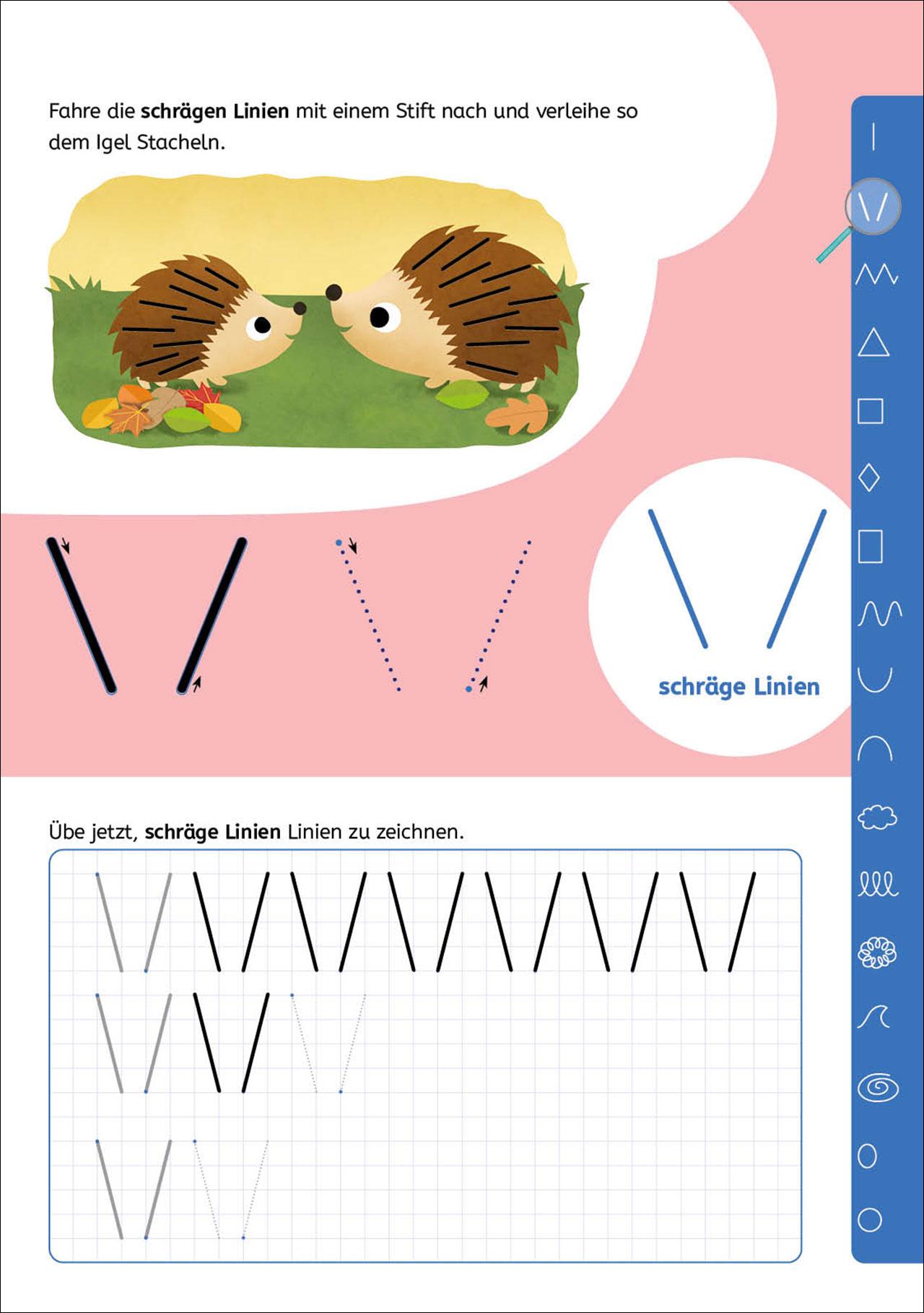 Beispielinhalt (Bild) Schreiben lernen mit Spurrillen - Schwungübungen und erstes Schreiben