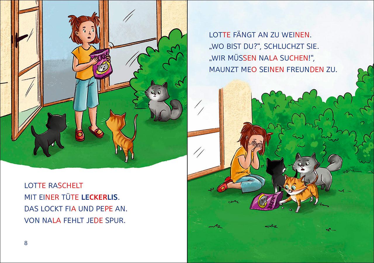 Beispielinhalt (Bild) Leselöwen 1. Klasse - Die Katzen-Detektive (Großbuchstabenausgabe)
