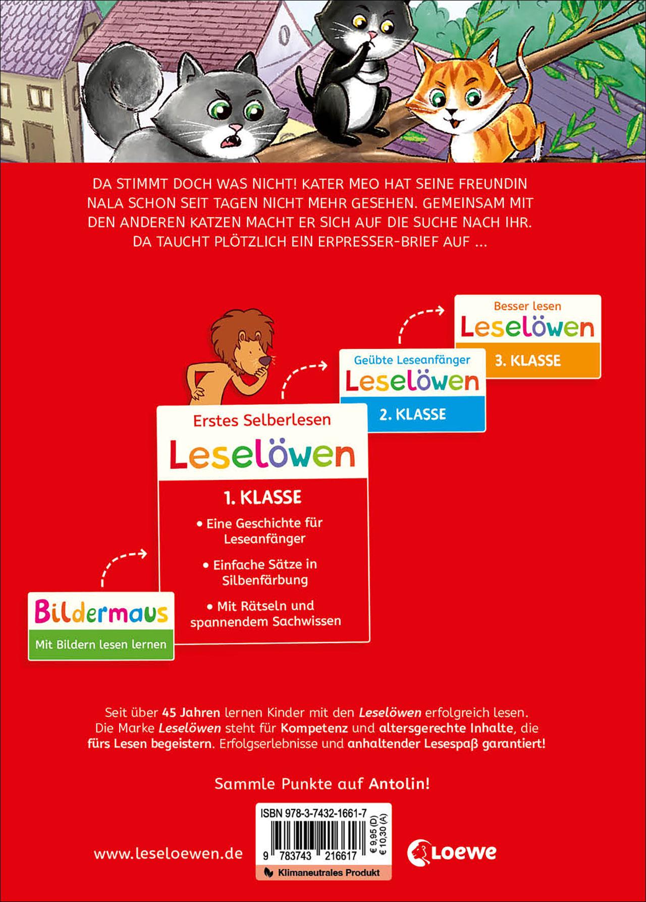 Rückseitencover Leselöwen 1. Klasse - Die Katzen-Detektive (Großbuchstabenausgabe)