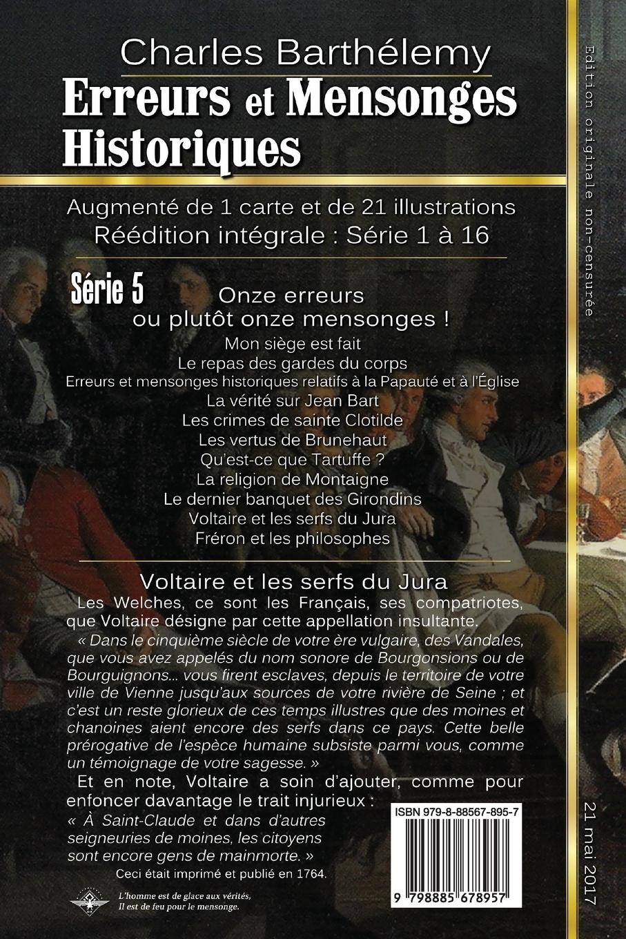 Rückseitencover Erreurs et mensonges historiques Série 5