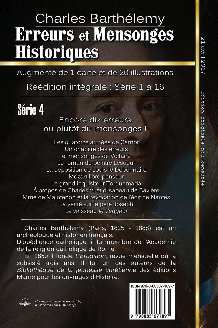 Rückseitencover Erreurs et mensonges historiques Série 4