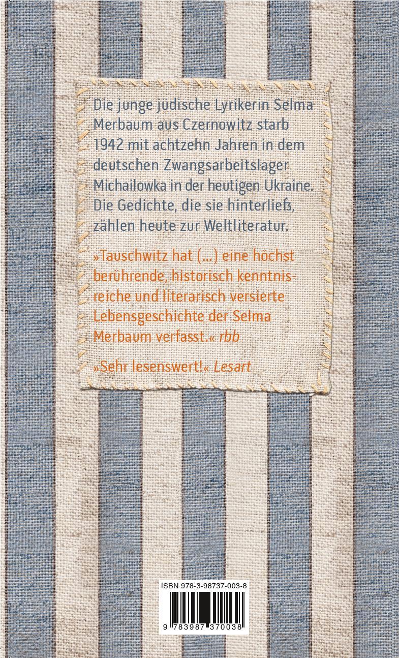 Rückseitencover Selma Merbaum - Ich habe keine Zeit gehabt zuende zu schreiben
