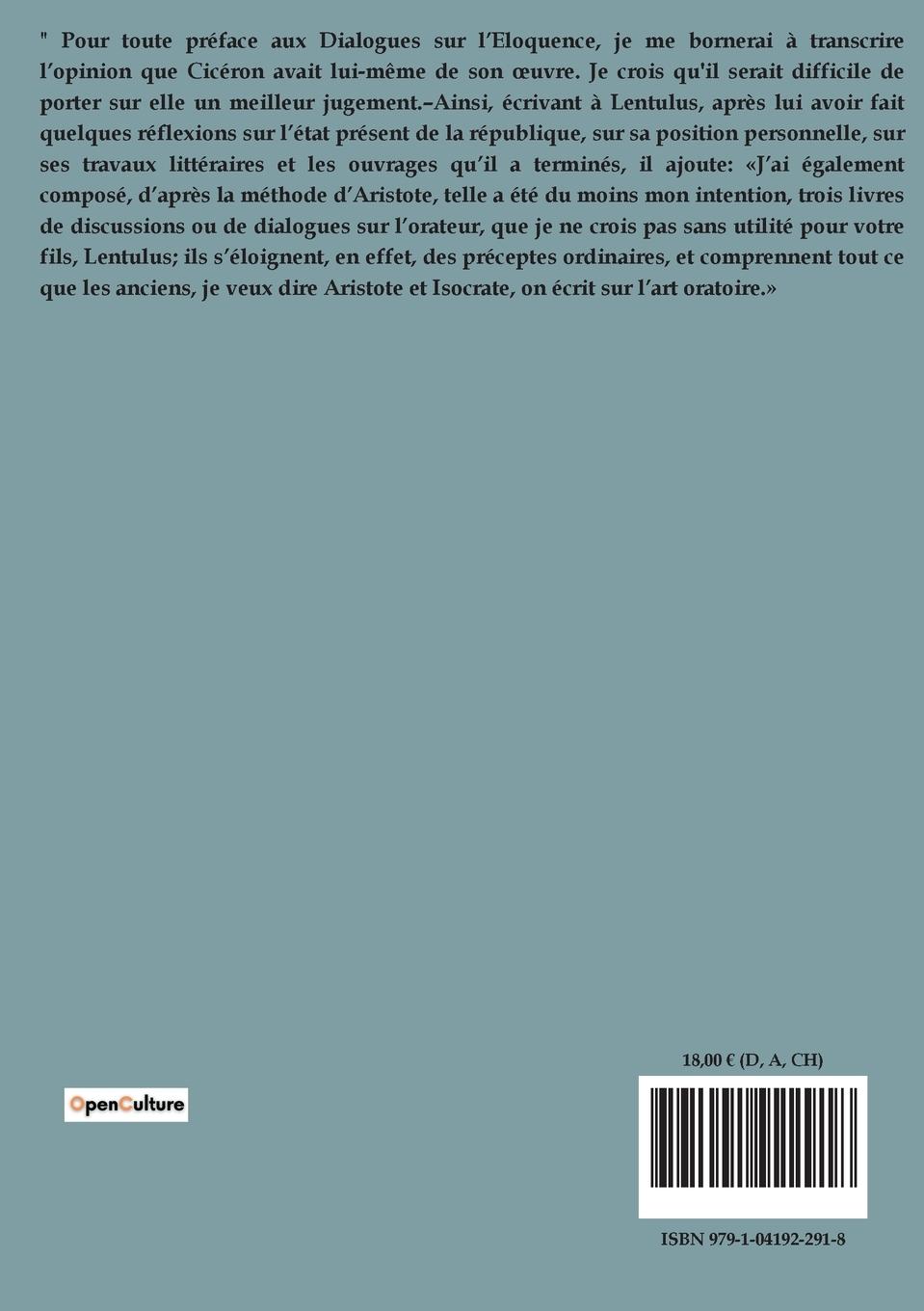 Rückseitencover Dialogues sur l'éloquence: Deoratore, Brutus, Orator