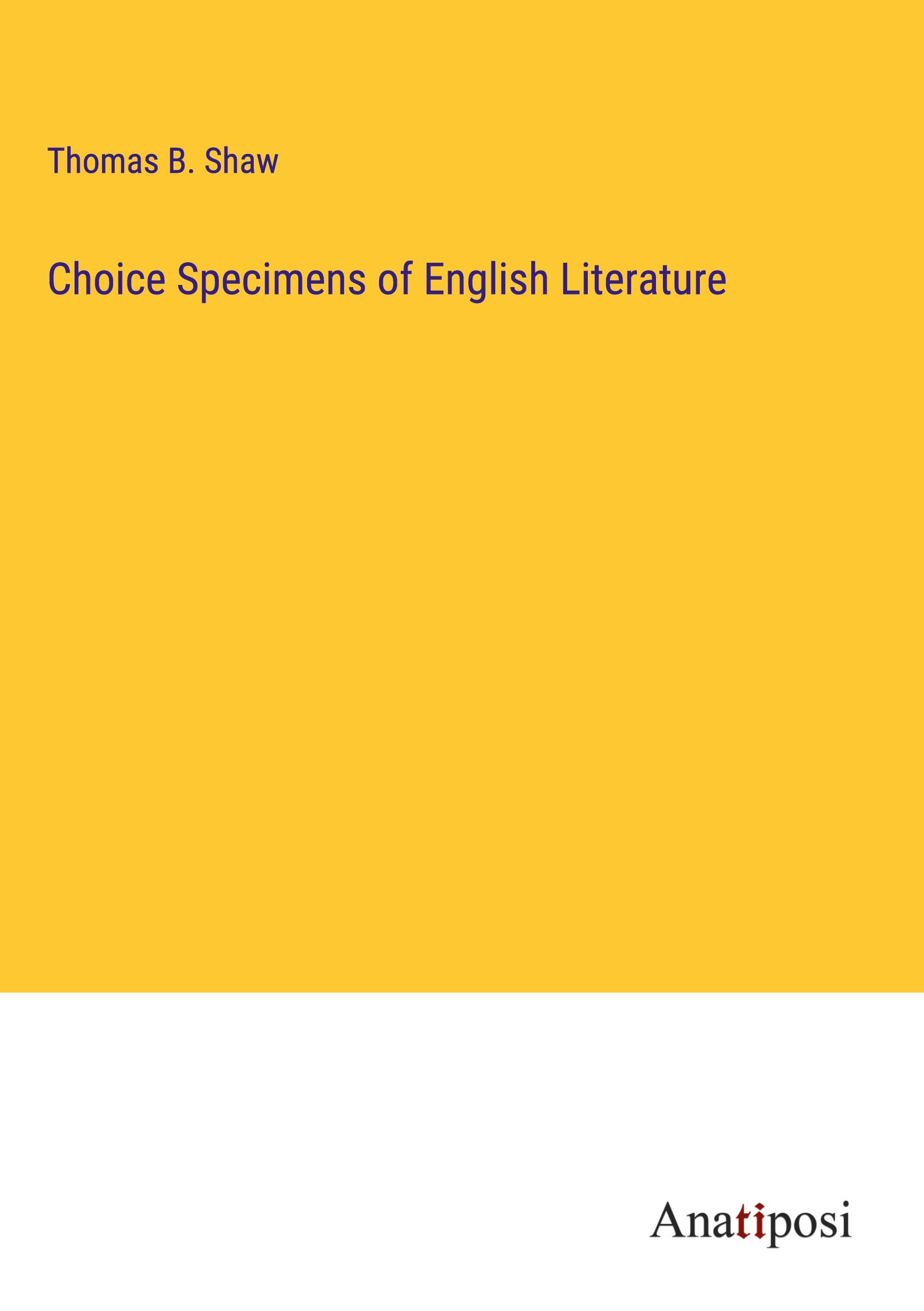 Vorderes Coverbild Choice Specimens of English Literature