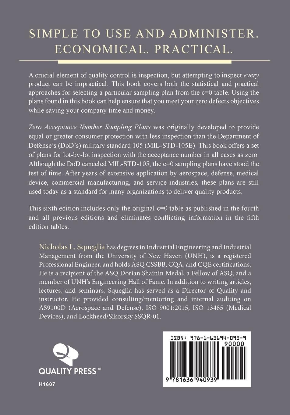 Rückseitencover Zero Acceptance Number Sampling Plans