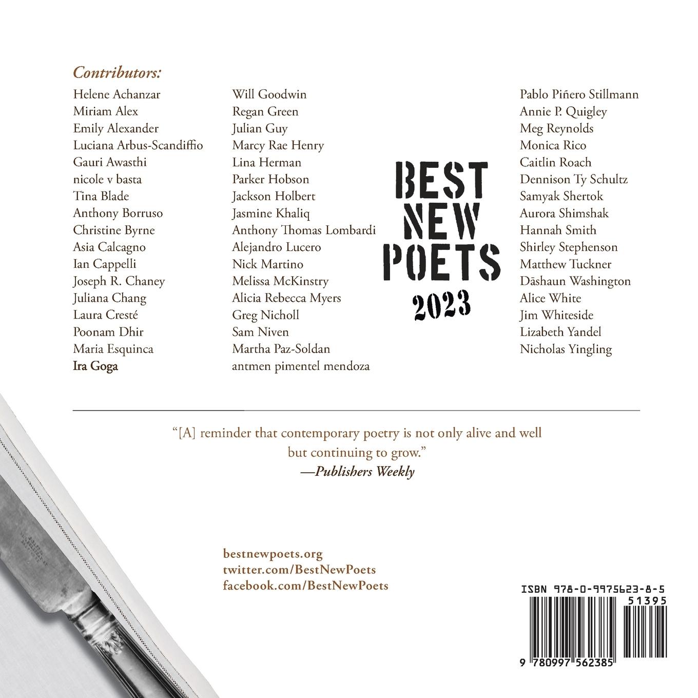 Rückseitencover Best New Poets 2023