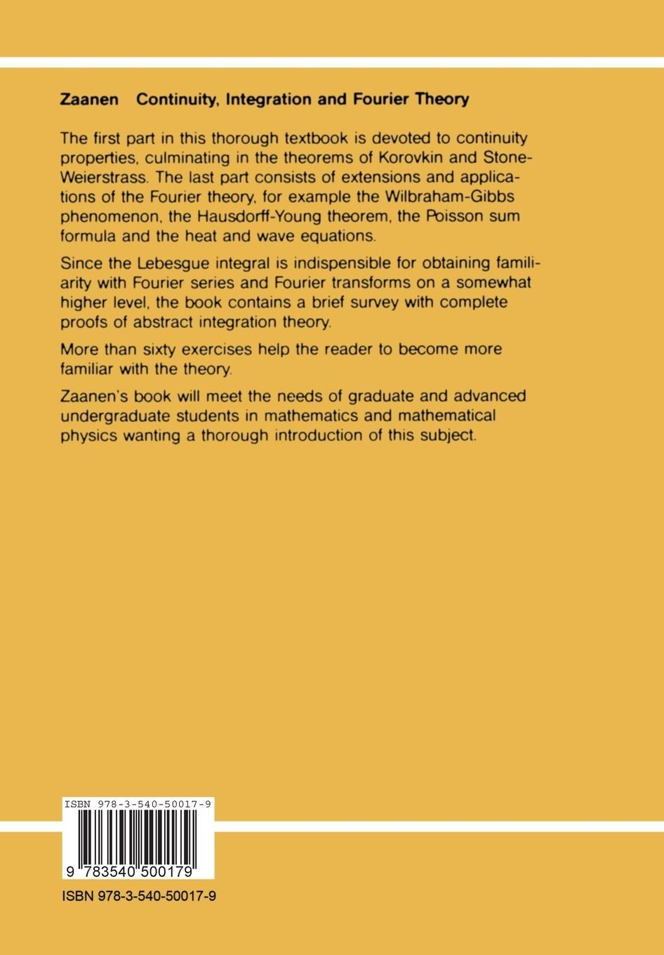 Rückseitencover Continuity, Integration and Fourier Theory
