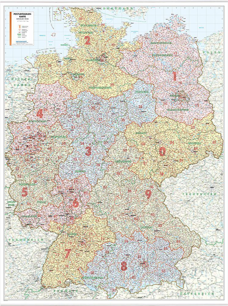 Vorderes Coverbild Postleitzahlenkarte Deutschland als Poster, mit Leisten
