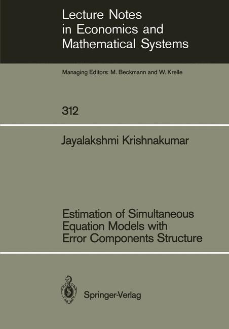 Vorderes Coverbild Estimation of Simultaneous Equation Models with Error Components Structure