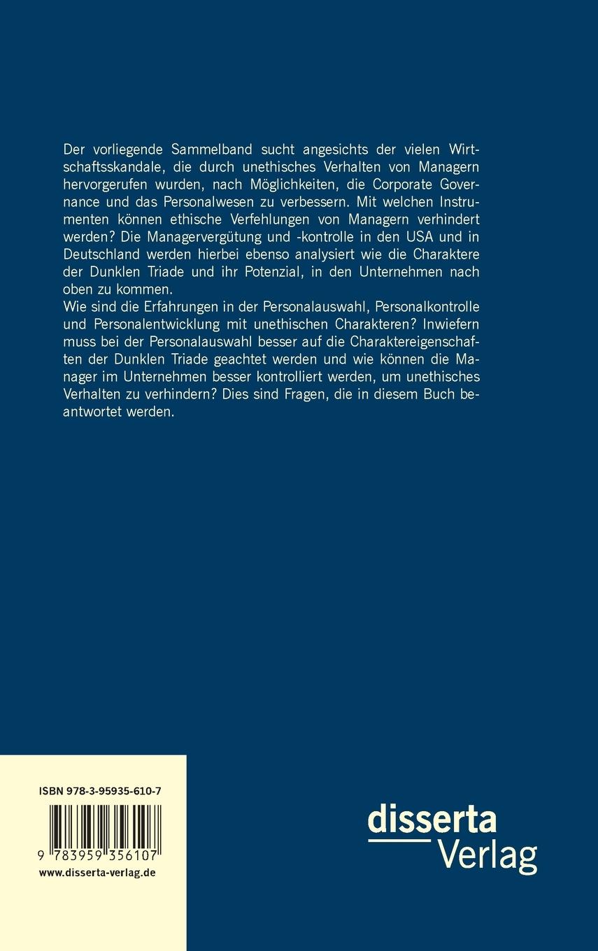 Rückseitencover Zukunft der Corporate Governance und des Personalwesens. Perspektiven der Wirtschaftsethik